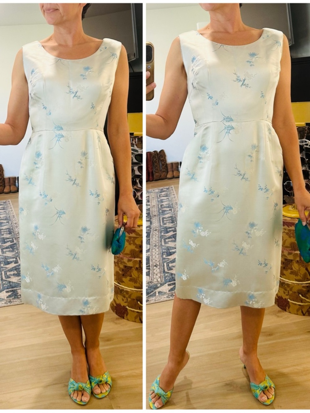 Vintage 50’s/60’s Asian Print Midi Sheath Dress